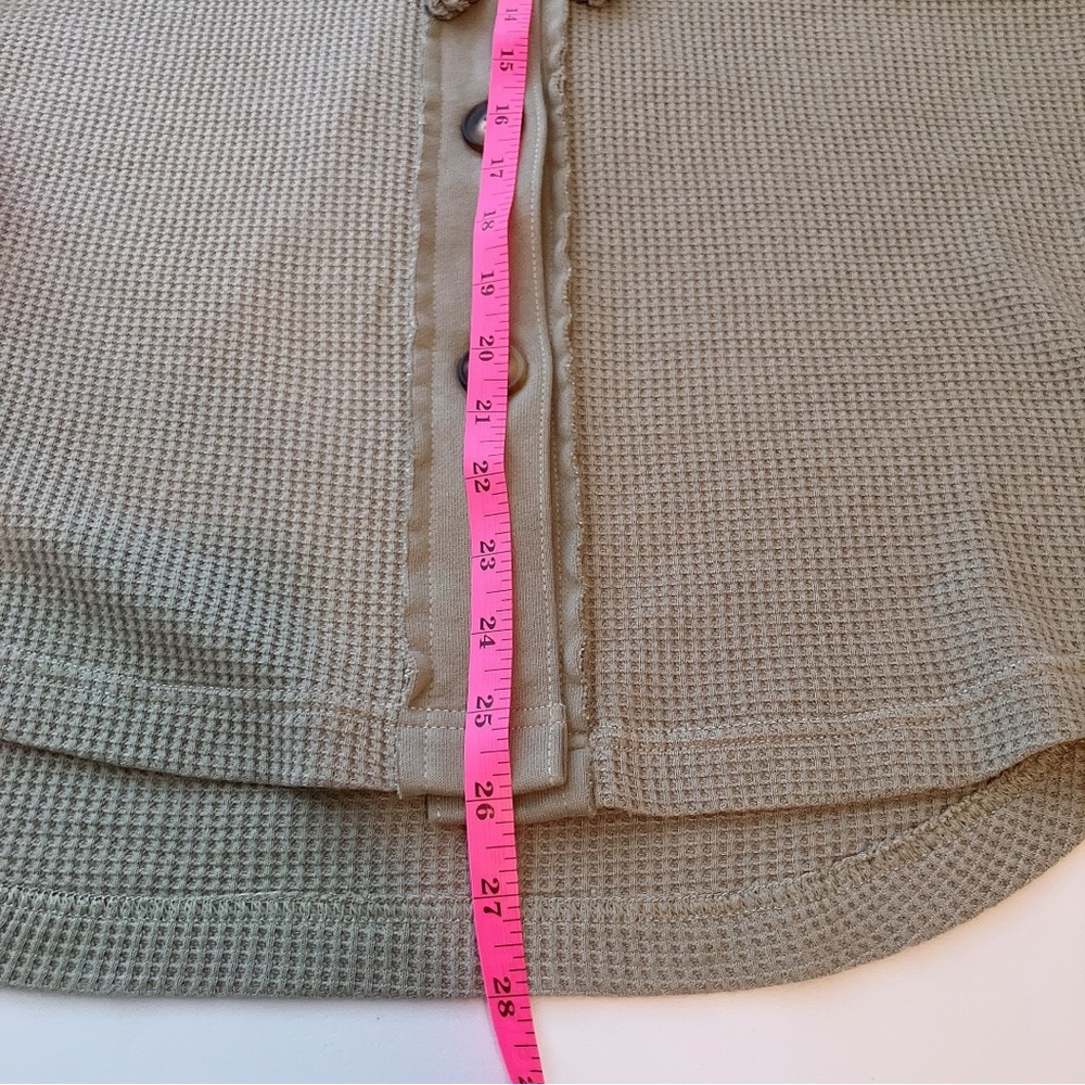 🫒American Eagle Waffle Knit Shacket Button Down Hoodie Oversized Green XS - Picture 11 of 12